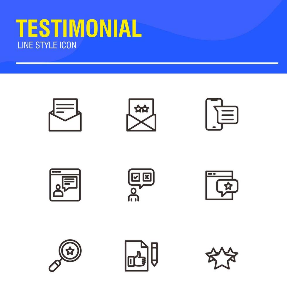 Testimonial, Customer Feedback and User Experience related icon set vector