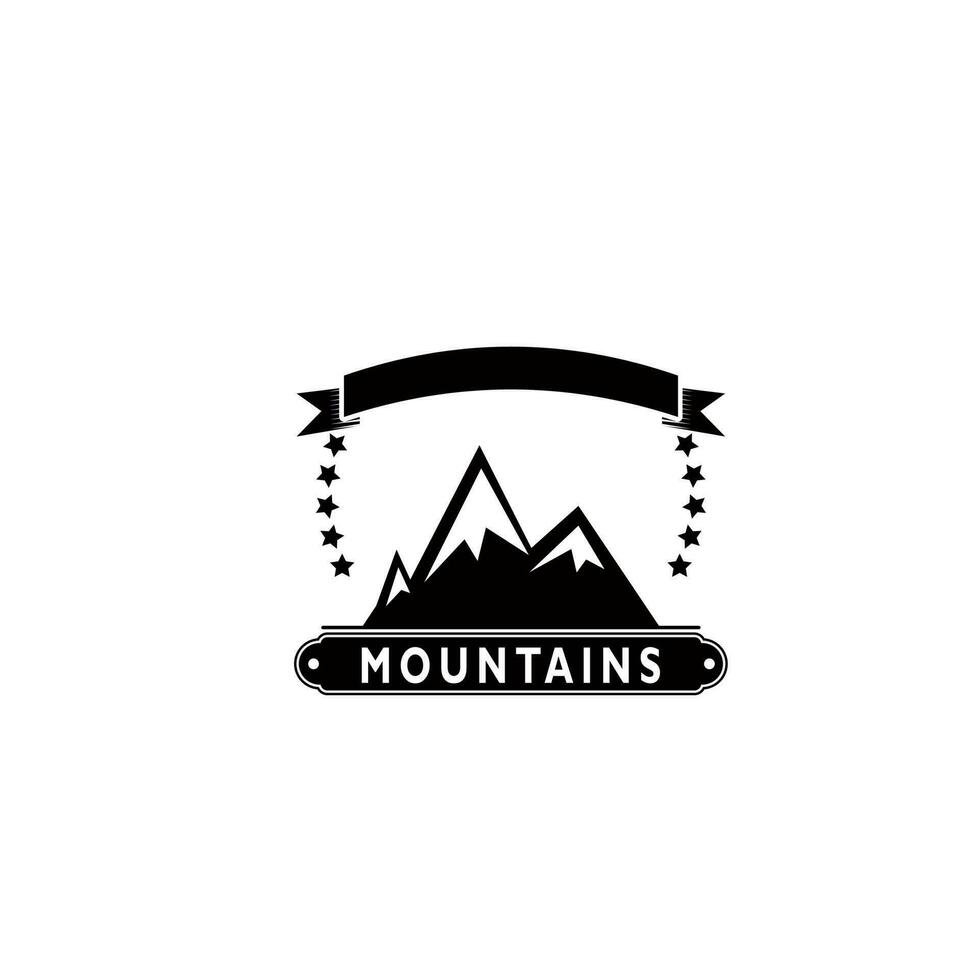 montaña logo, montaña expedición y rock alpinismo vector iconos