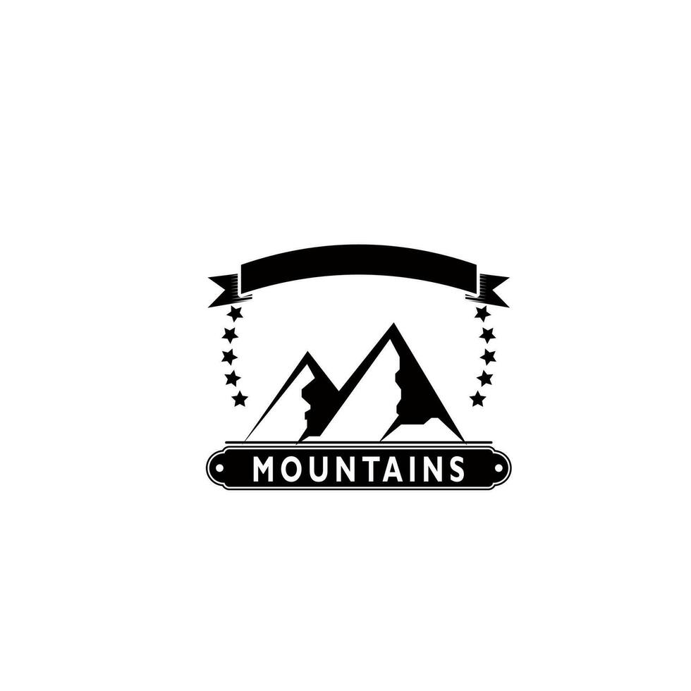 montaña logo, montaña expedición y rock alpinismo vector iconos