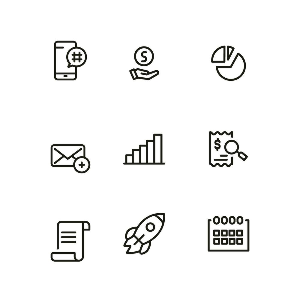 business, finance, management, icon set vector