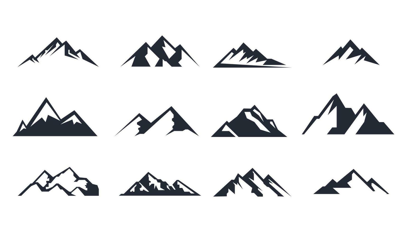 montaña logo, montaña expedición y rock alpinismo vector iconos