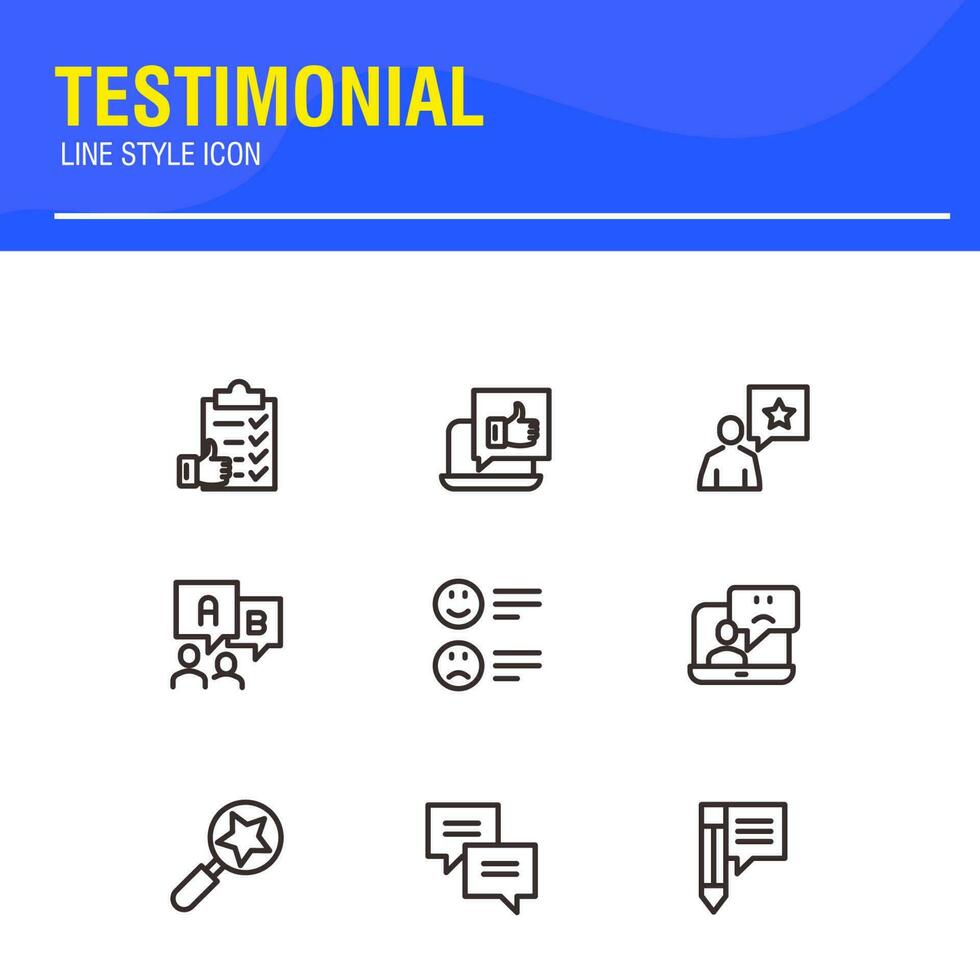 testimonial, cliente realimentación y usuario experiencia relacionado icono conjunto vector