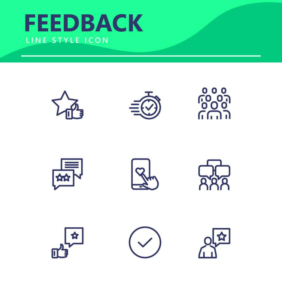 set icon line simple icon set Testimonial, Customer Feedback, vector illustration