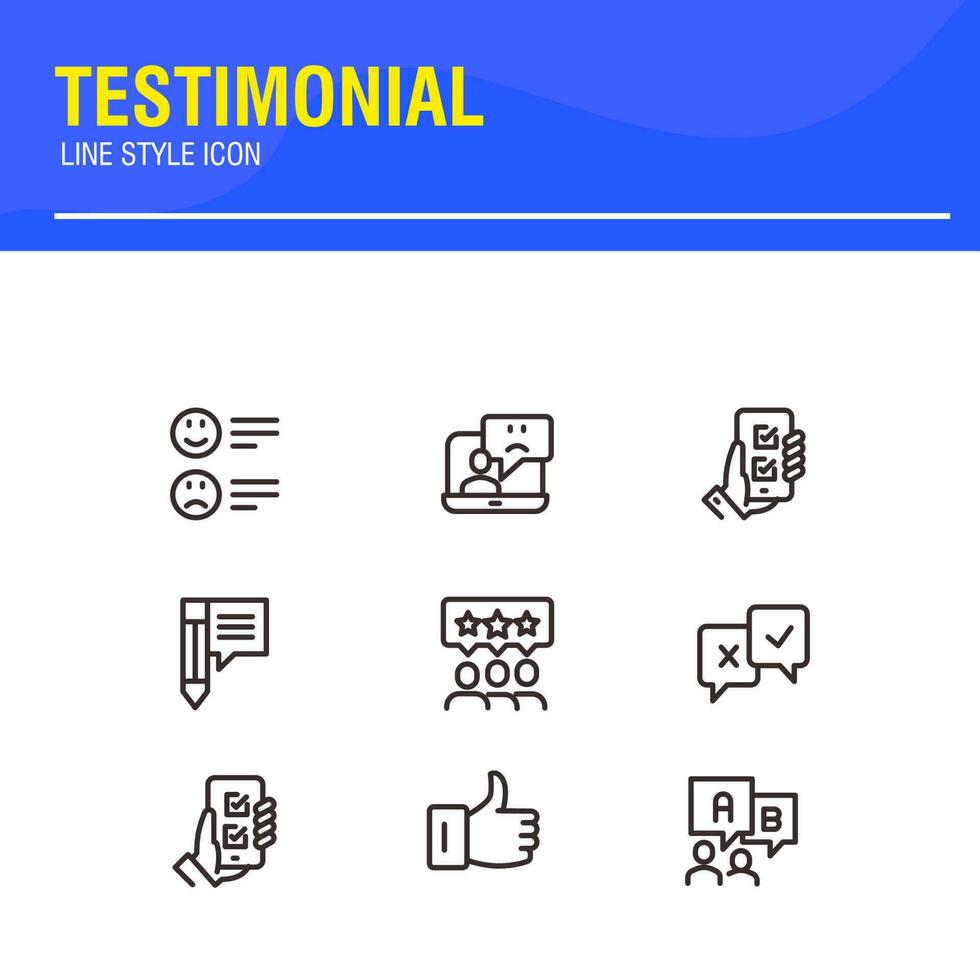 Testimonial, Customer Feedback and User Experience related icon set vector