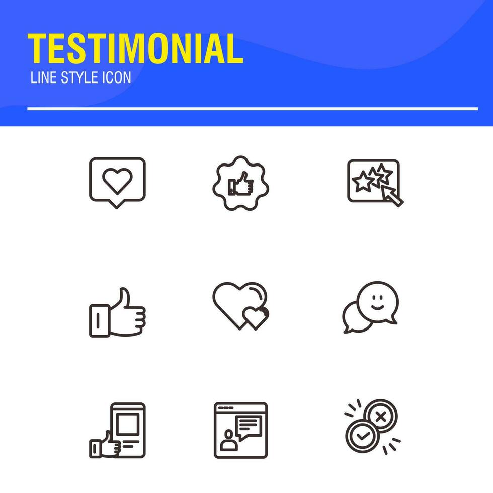 Testimonial, Customer Feedback and User Experience related icon set vector