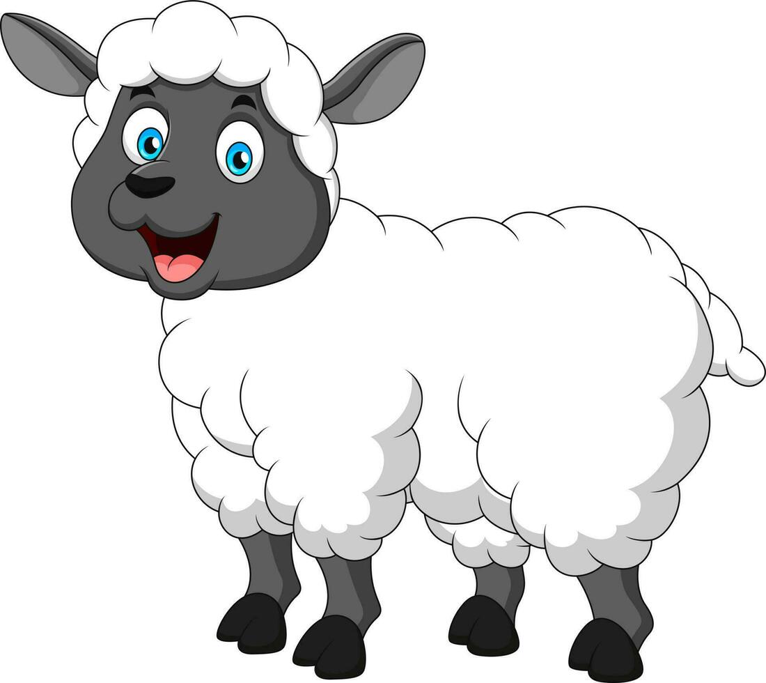 Cute sheep cartoon smiling. Cute sheep mascot cartoon illustration vector