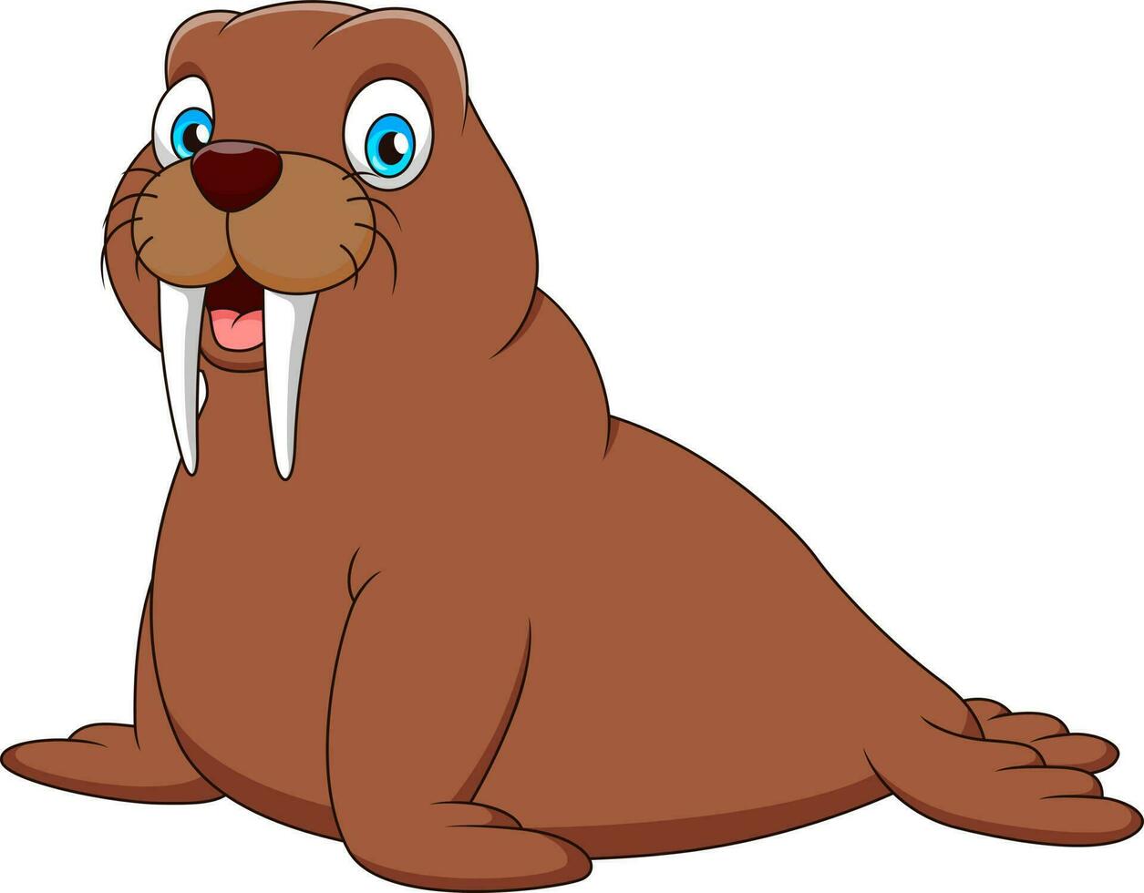 Cute walrus mascot cartoon smiling. Cute animal mascot cartoon vector