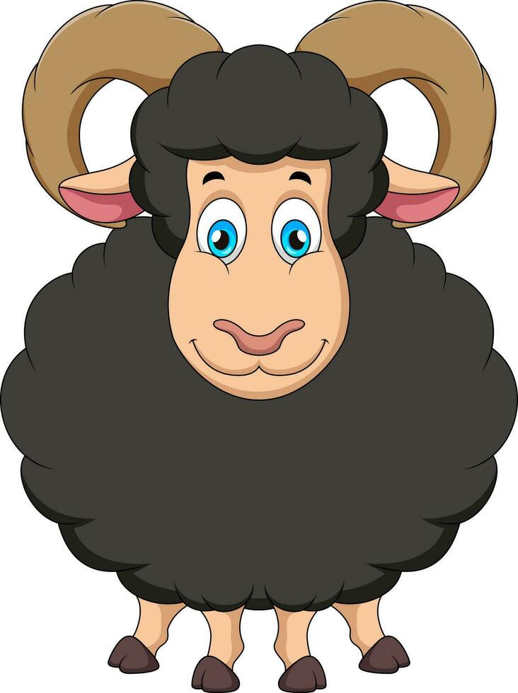 Cute black ram cartoon mascot character vector