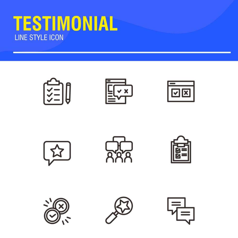 Testimonial, Customer Feedback and User Experience related icon set vector