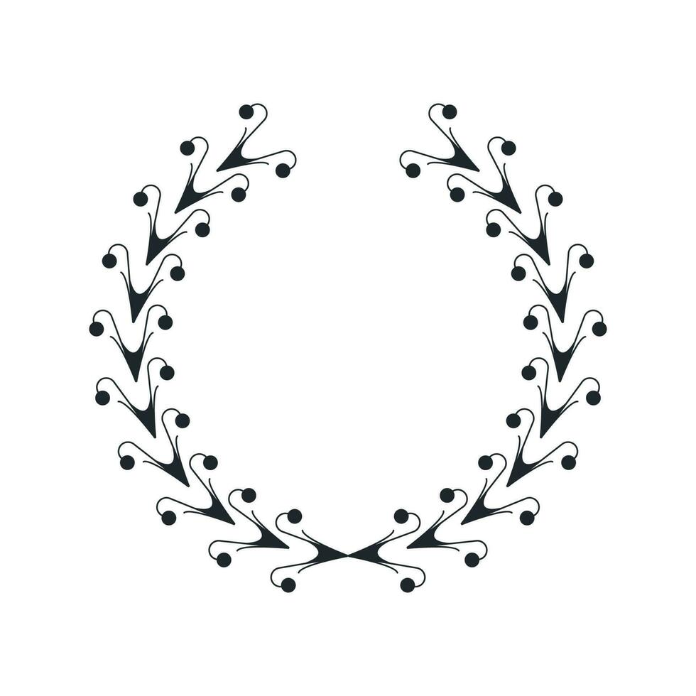 Set of wreaths and branches with leaves. Hand drawing laurel wreaths and branches collection. vector