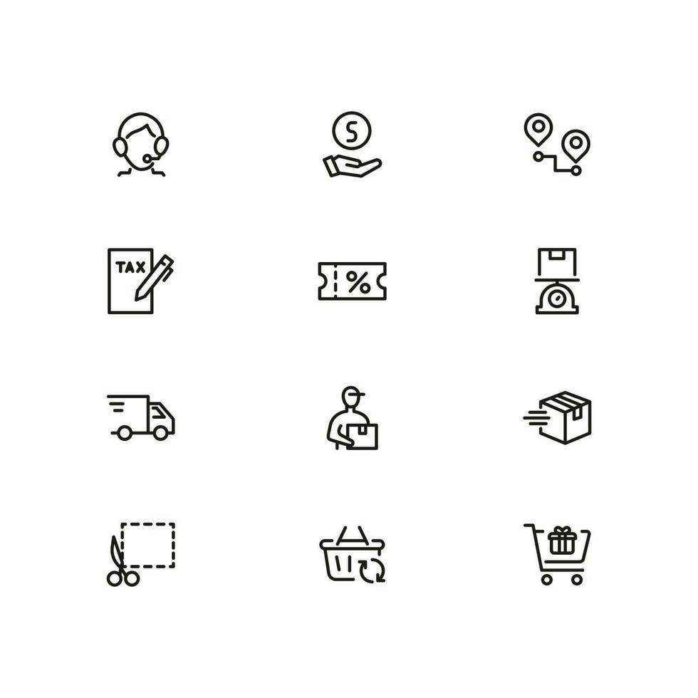 Online shopping application Interface related icon set. Website sign vector