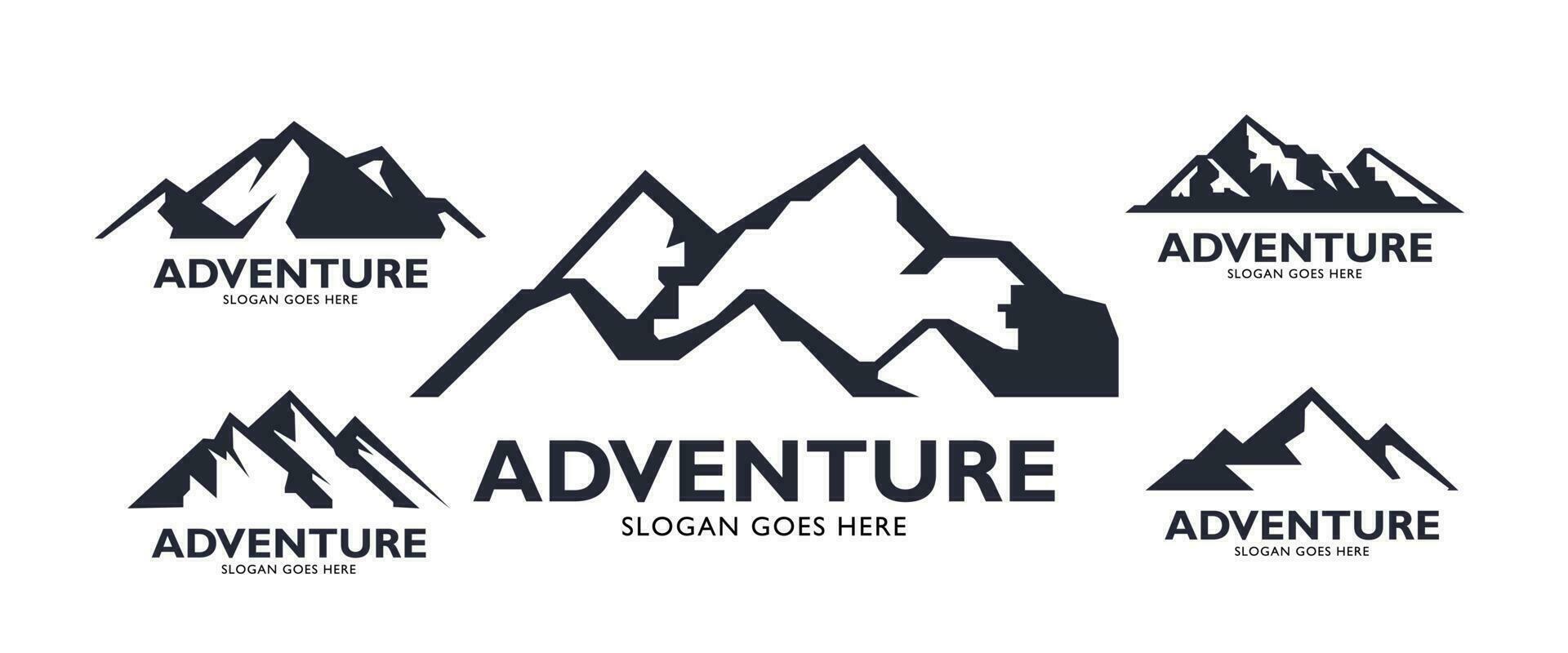 Mountain logo, Mountain expedition and rock climbing vector icons.