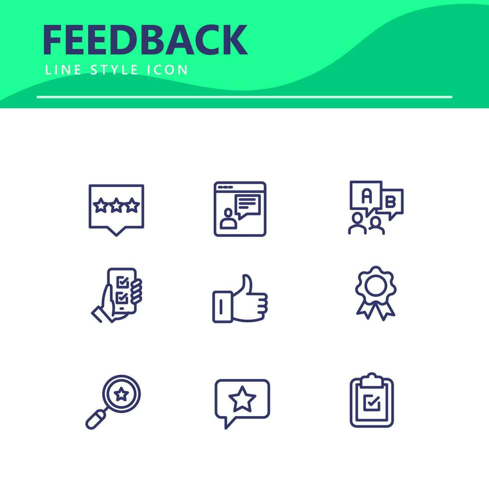 set icon line simple icon set Testimonial, Customer Feedback, vector illustration