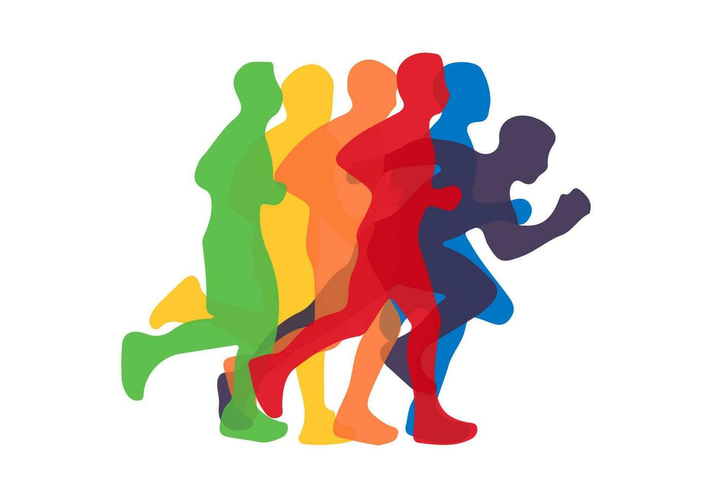 running people set of silhouettes, sport and activity background vector