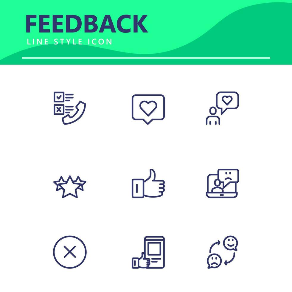 set icon line simple icon set Testimonial, Customer Feedback, vector illustration