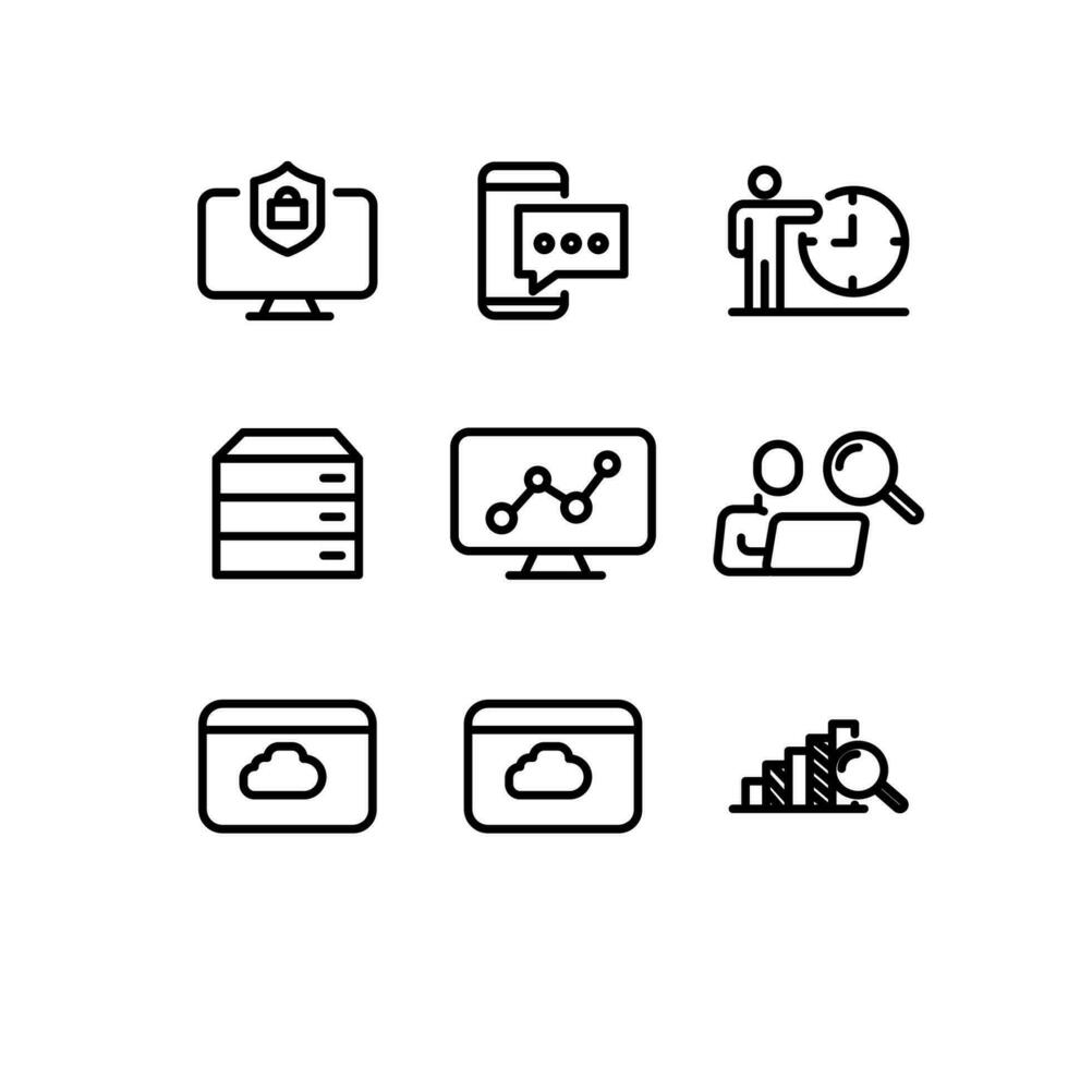 set icon seo promotion, analytics, management. line style vector