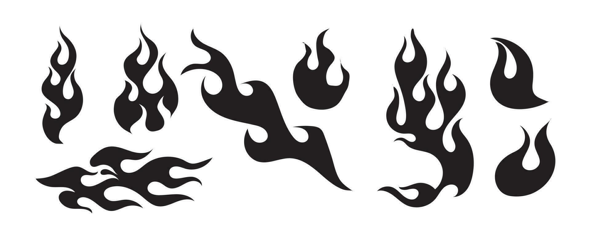 Fire flames, set vector icons