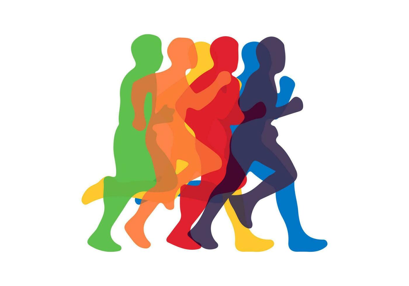 running people set of silhouettes, sport and activity background vector