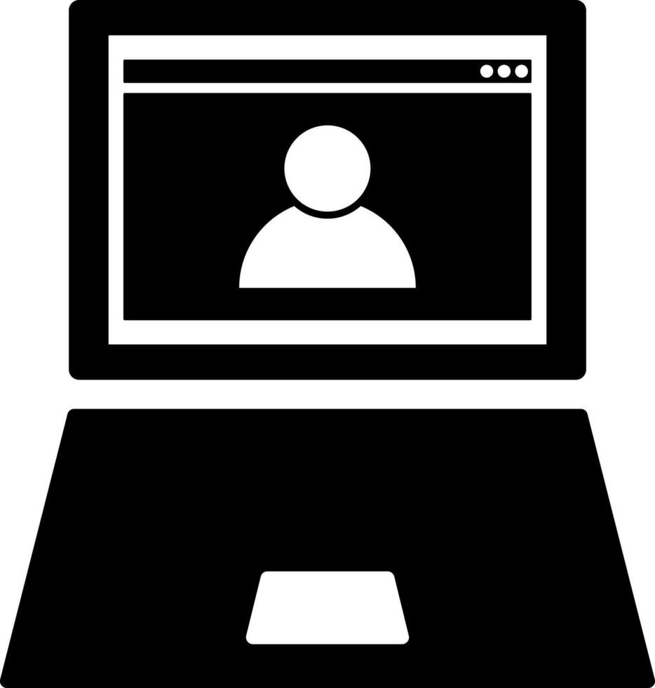 Online user profile on laptop screen icon. vector