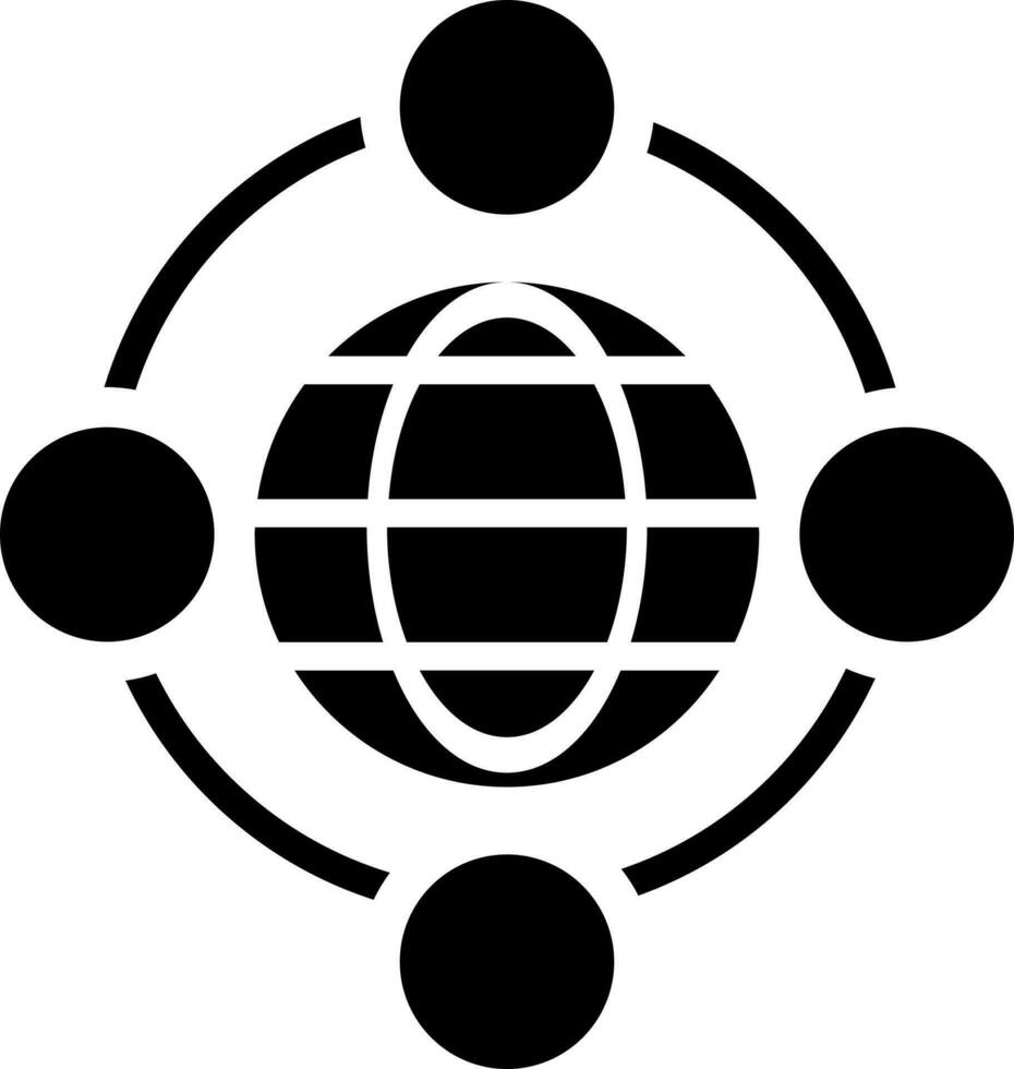 Black and White illustration of global networking icon. vector