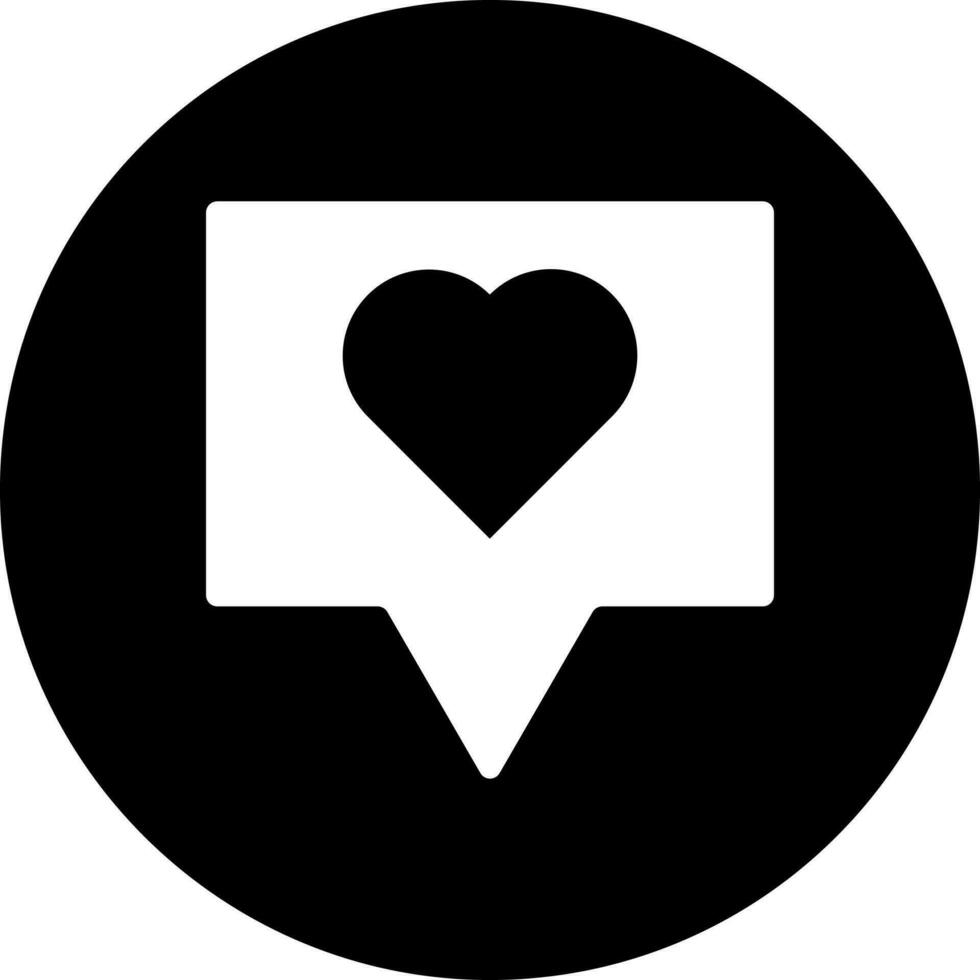 Black and White favourite or love message icon in flat style. vector