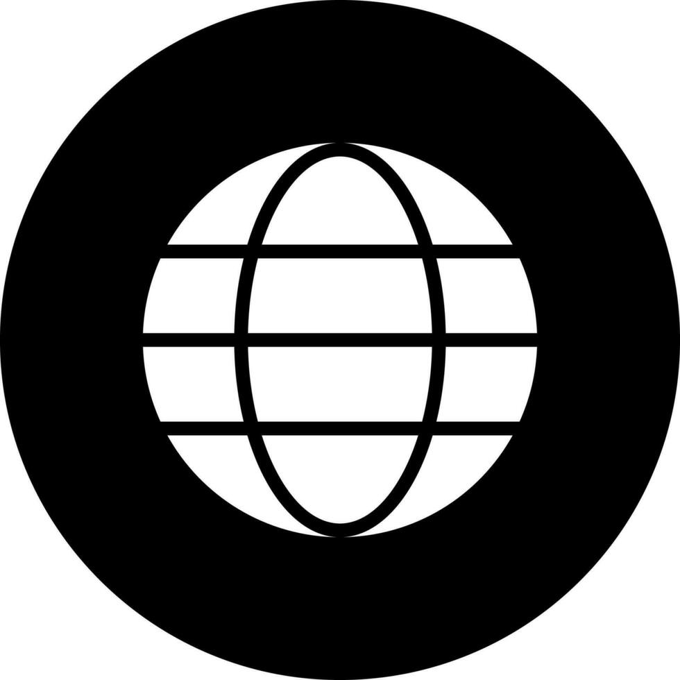 plano estilo globo icono en negro y blanco color. vector