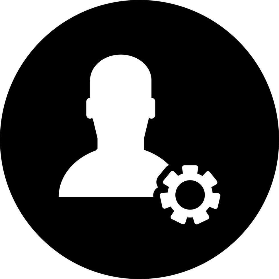 Black and White illustration of user setting icon. vector