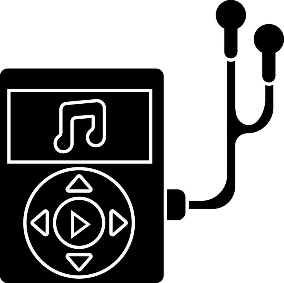 Glyph icon or symbol of music player icon. vector