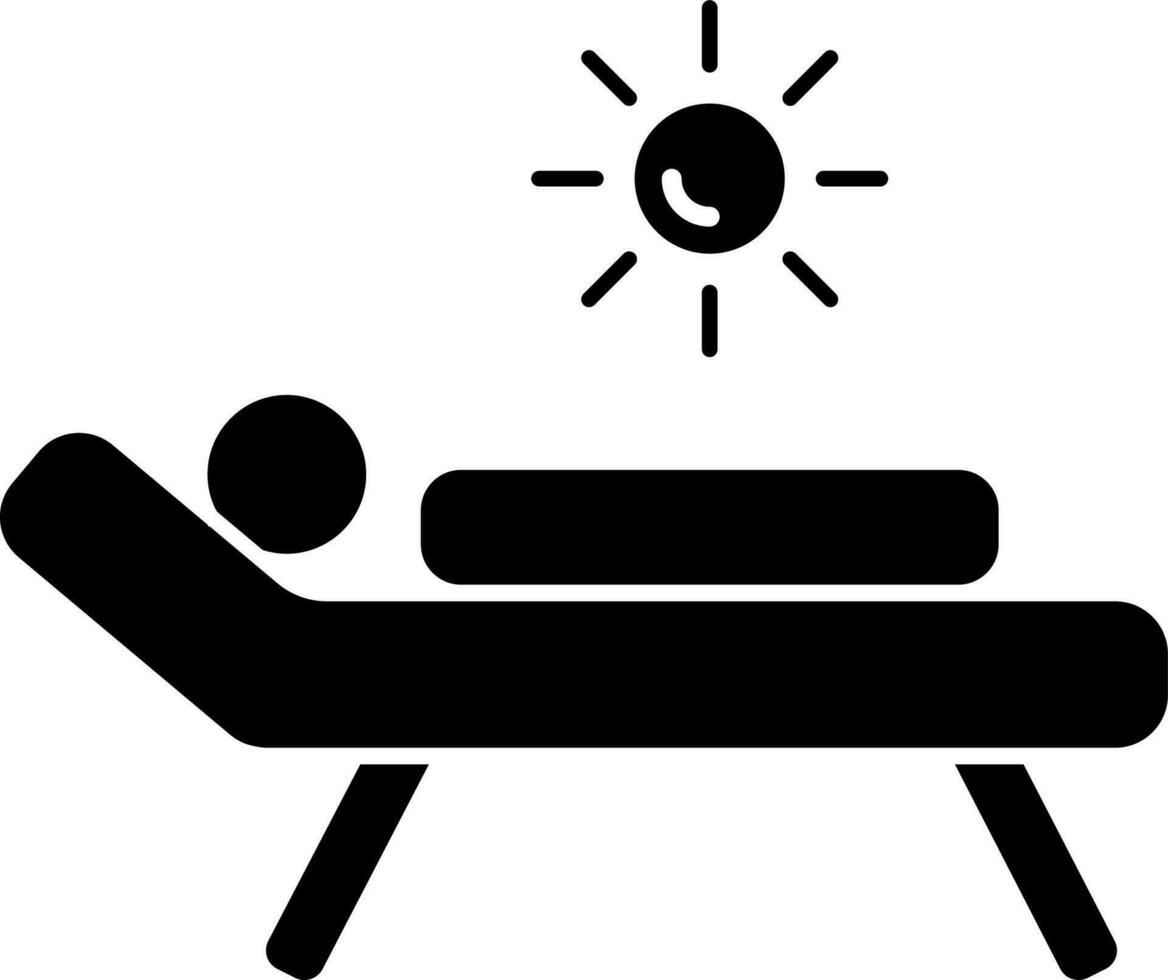 Sun bath icon or symbol in flat style vector