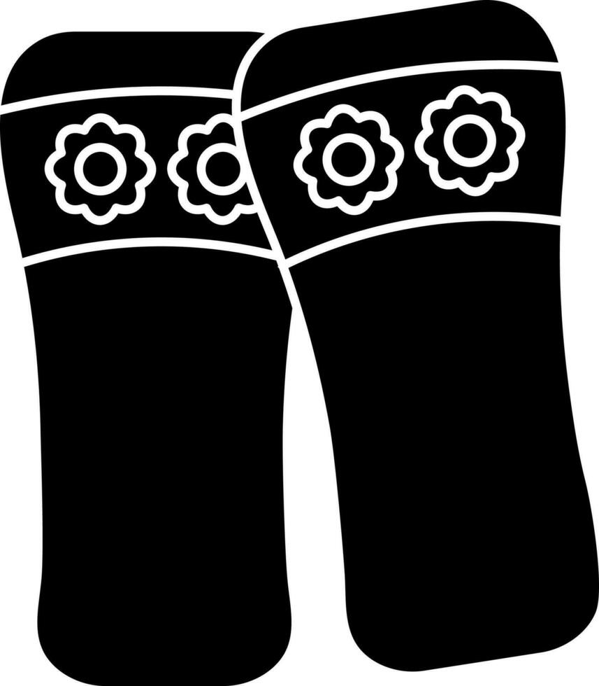 Black and White flip flops icon in flat style. vector