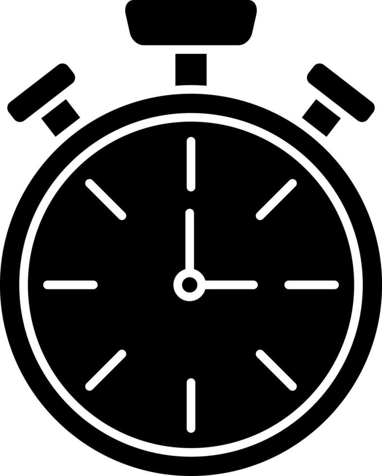 Black and White alarm clock or stopwatch icon. vector