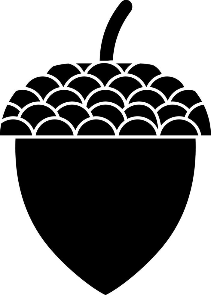 Isolated icon of acorn fruit in Black and White color. vector