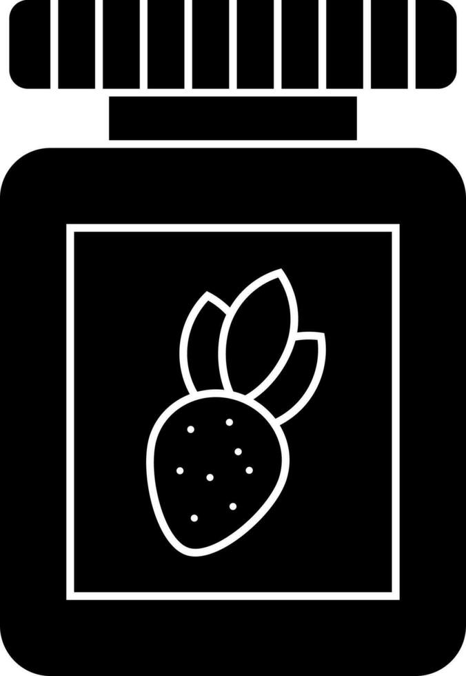 Strawberry jam bottle glyph sign or symbol. vector