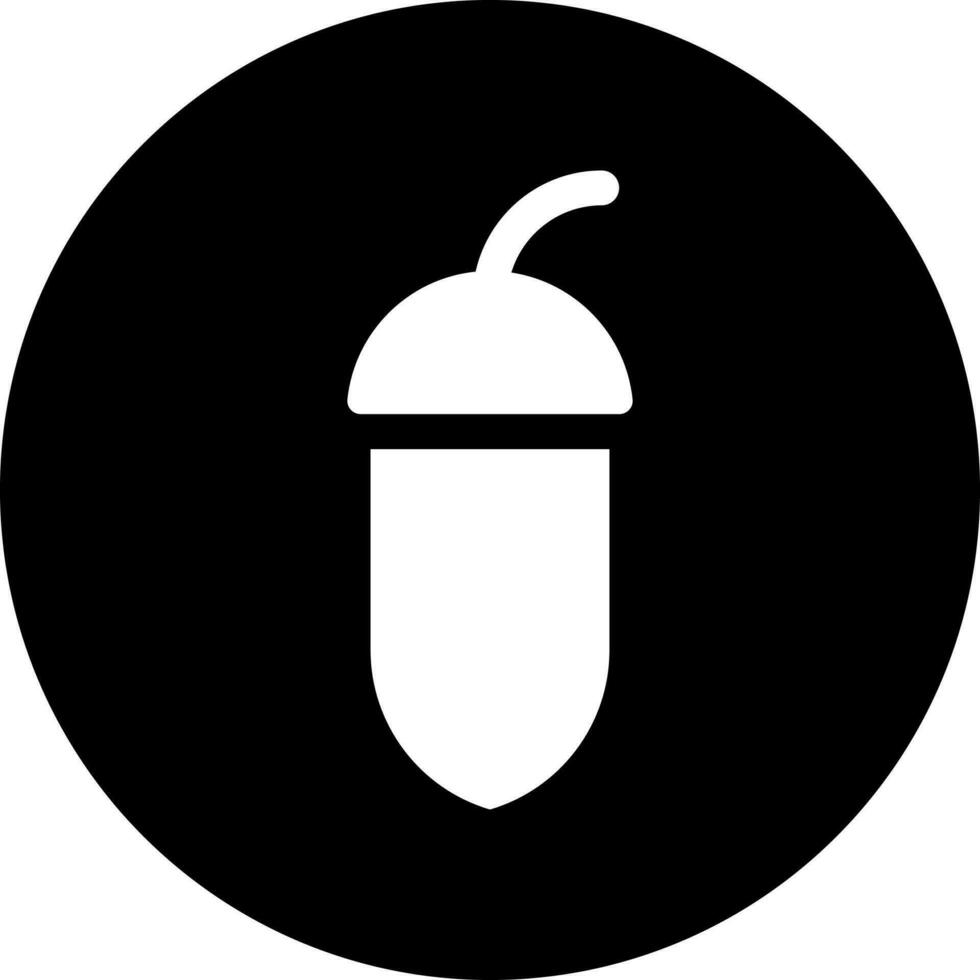 Flat style acorn icon in Black and White color. vector