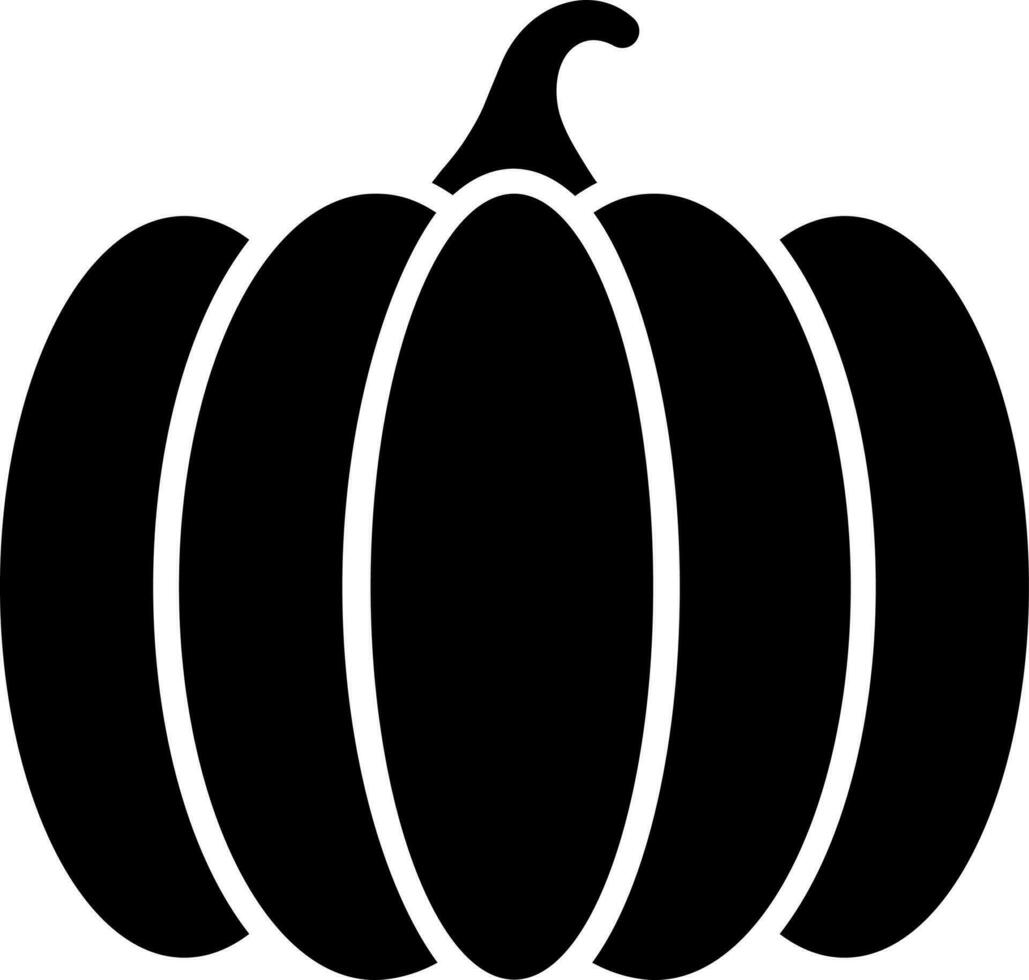 Black and White pumpkin icon in flat style. vector