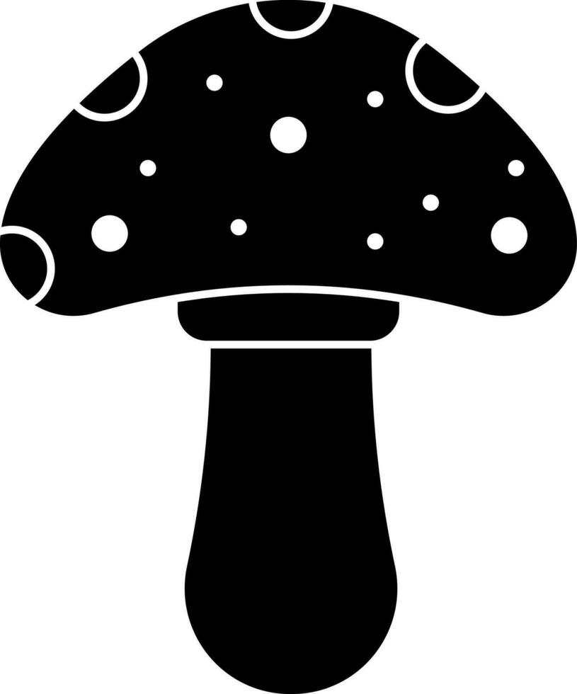 Black and white mushroom glyph icon. vector