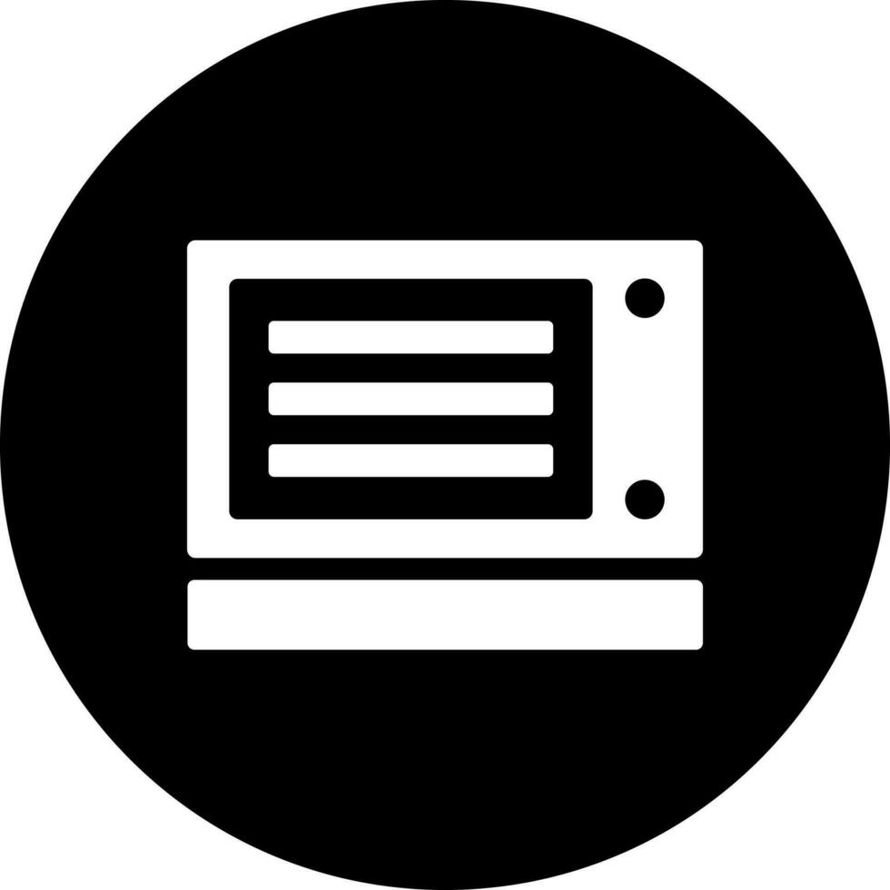 Black and White illustration of microwave icon. vector