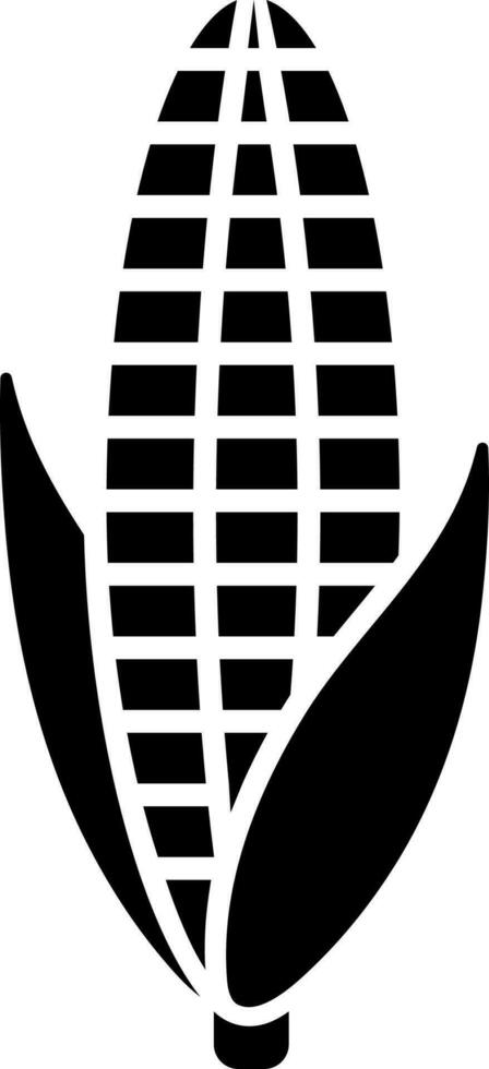 Black and White corn icon in flat style. vector