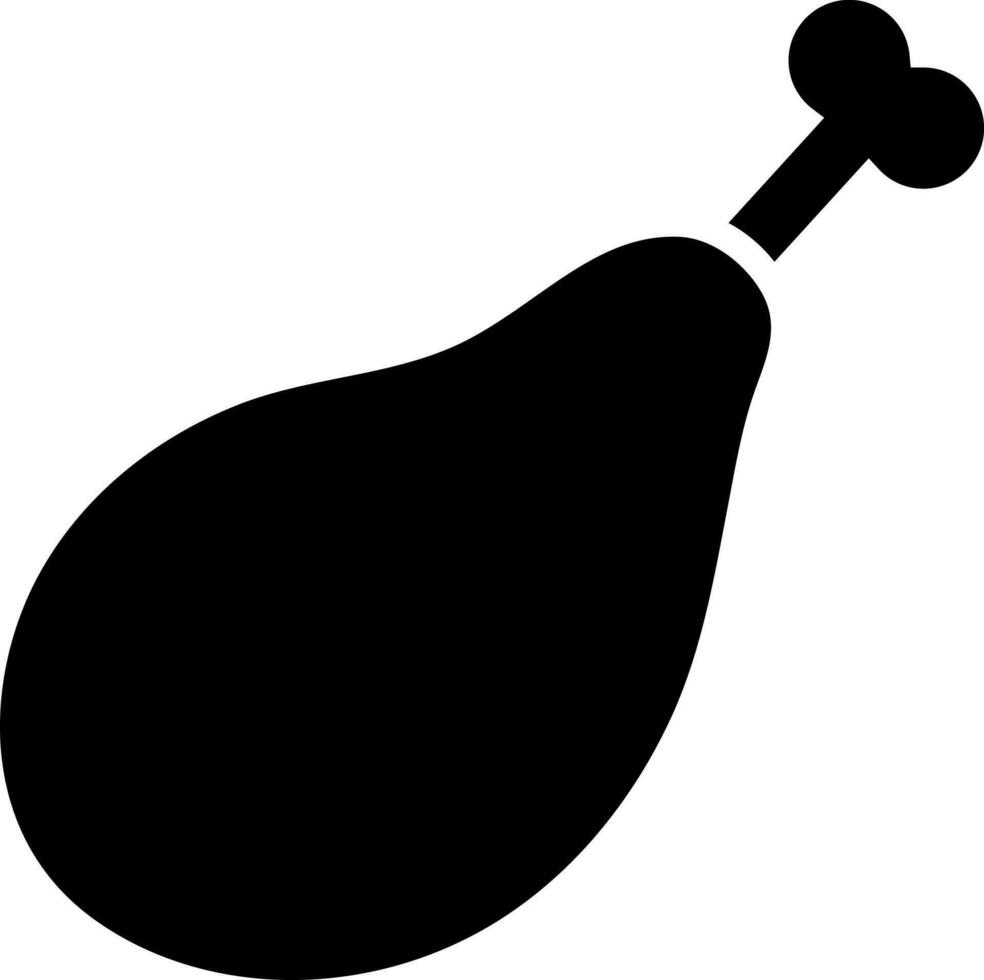 Black and White illustration of chicken leg icon. vector
