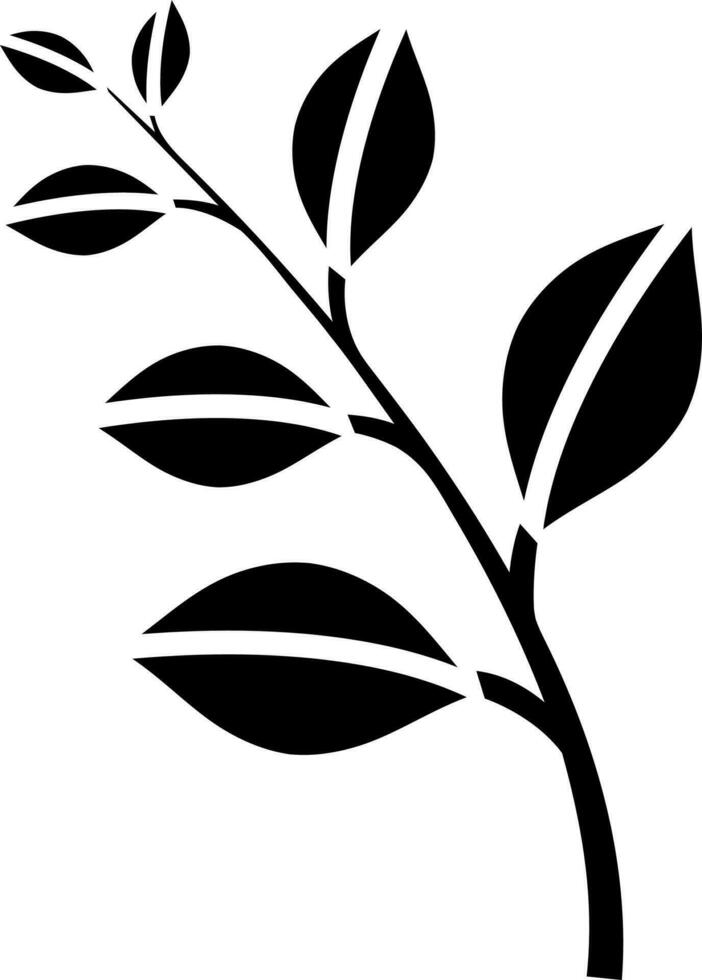 hojas ramas icono en negro y blanco color. vector
