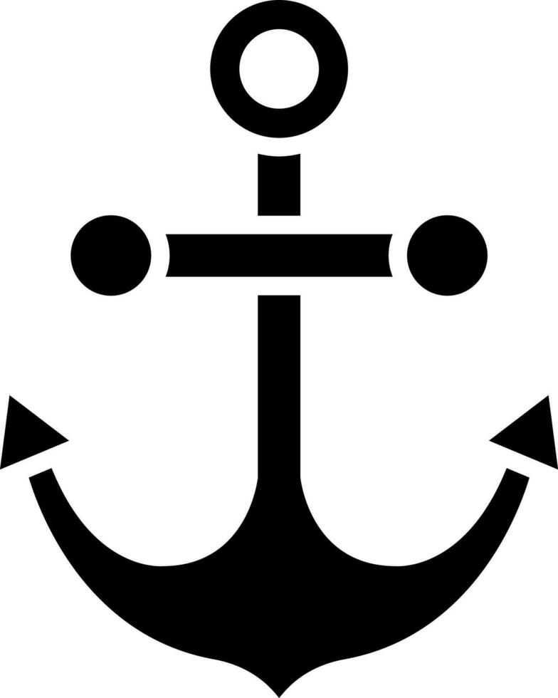 Black and White anchor icon in flat style. vector