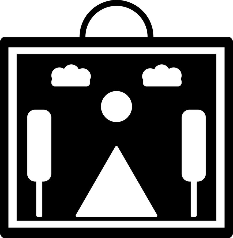 Black and White nature picture icon in flat style. vector