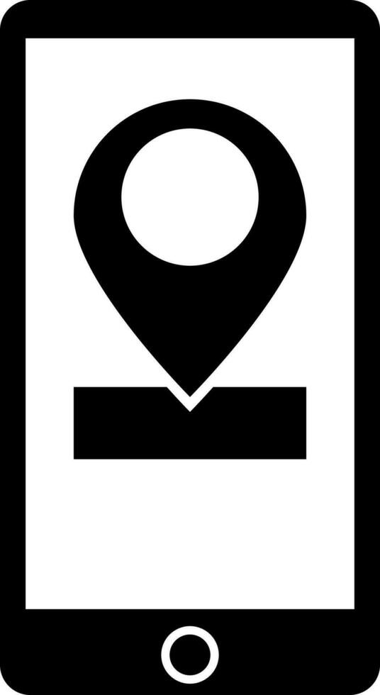 Location app in smartphone icon in Black and White color. vector