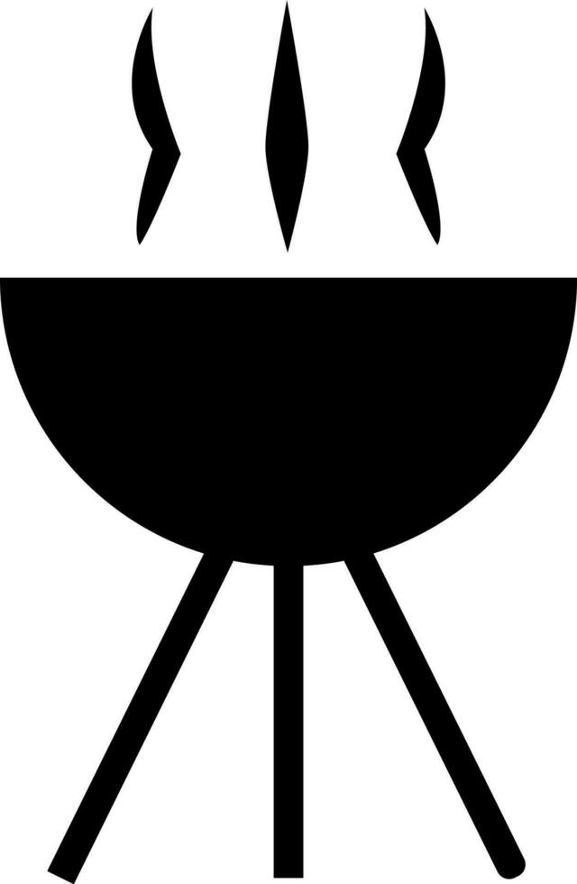 Barbecue grill icon in black color. vector