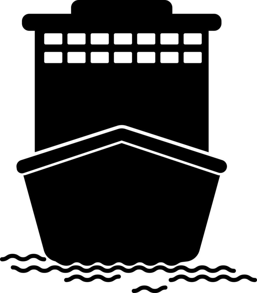 Black and White ship icon in flat style. vector