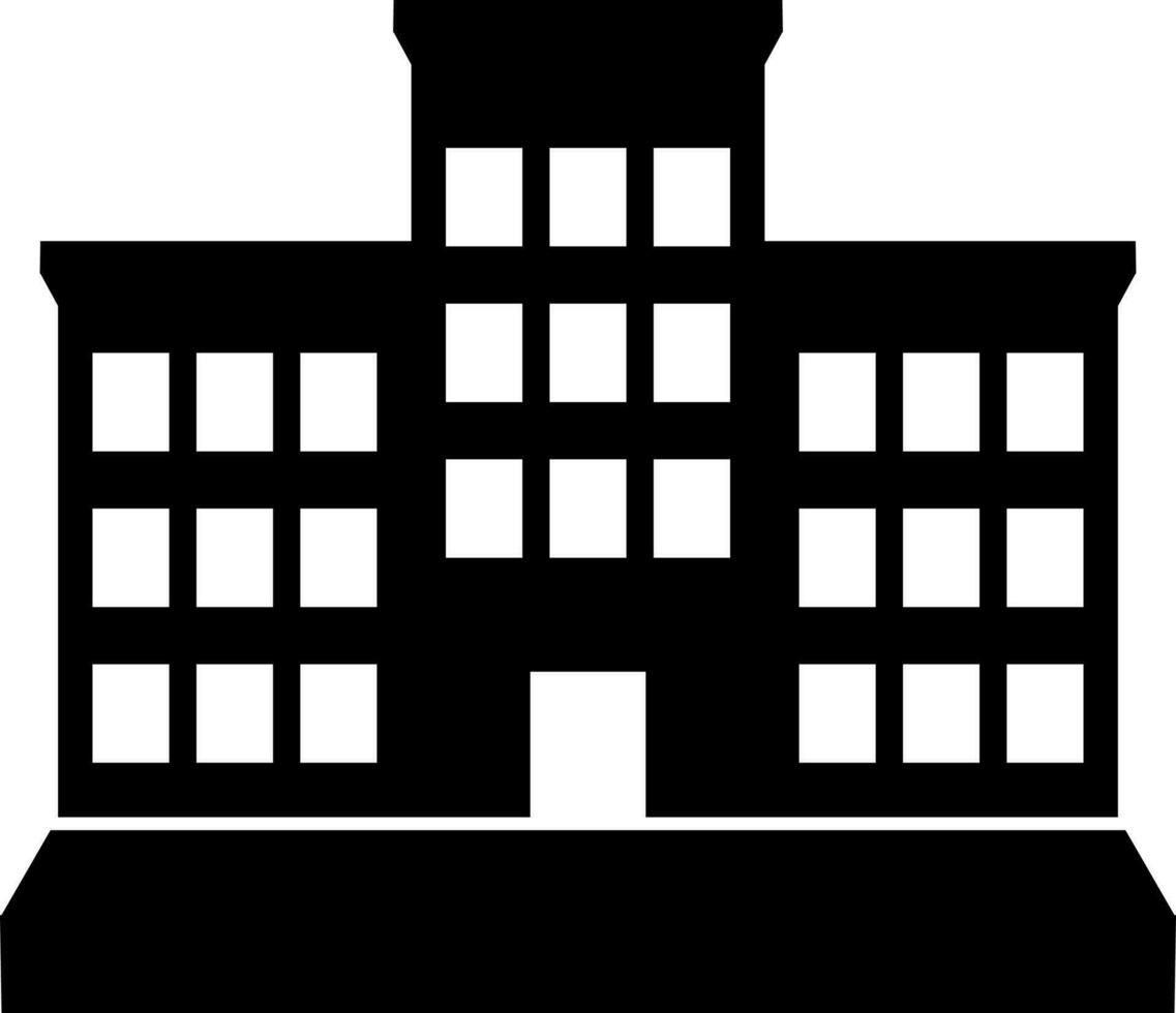 Black and White hotel icon in glyph style. vector