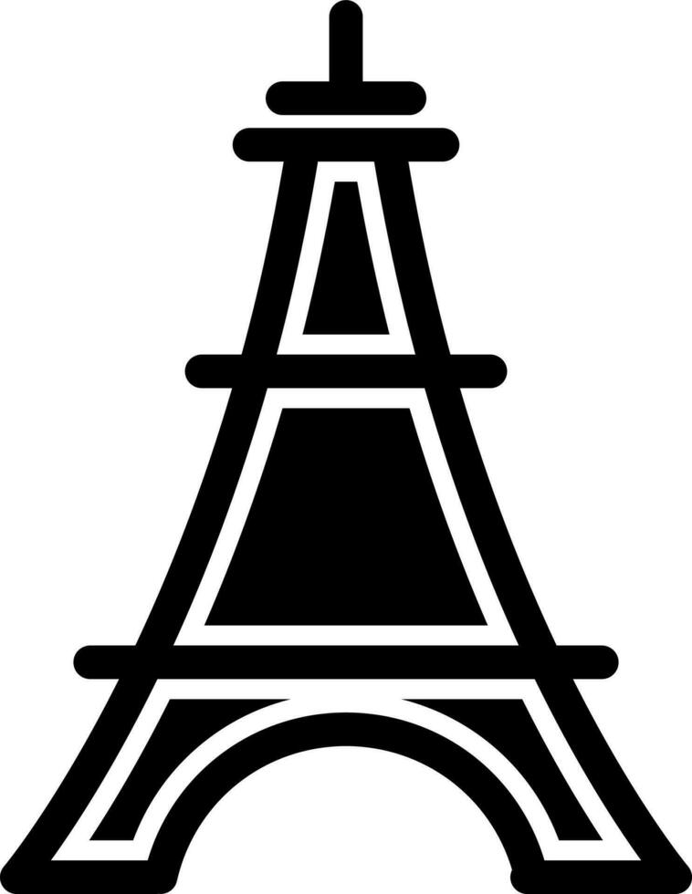 Glyph illustration of eiffel tower in flat style. vector