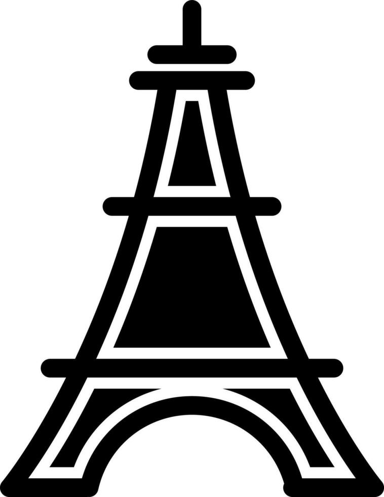 Glyph illustration of eiffel tower in flat style. vector