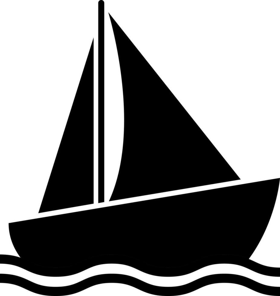 Flat illustration of yacht icon in glyph style. vector