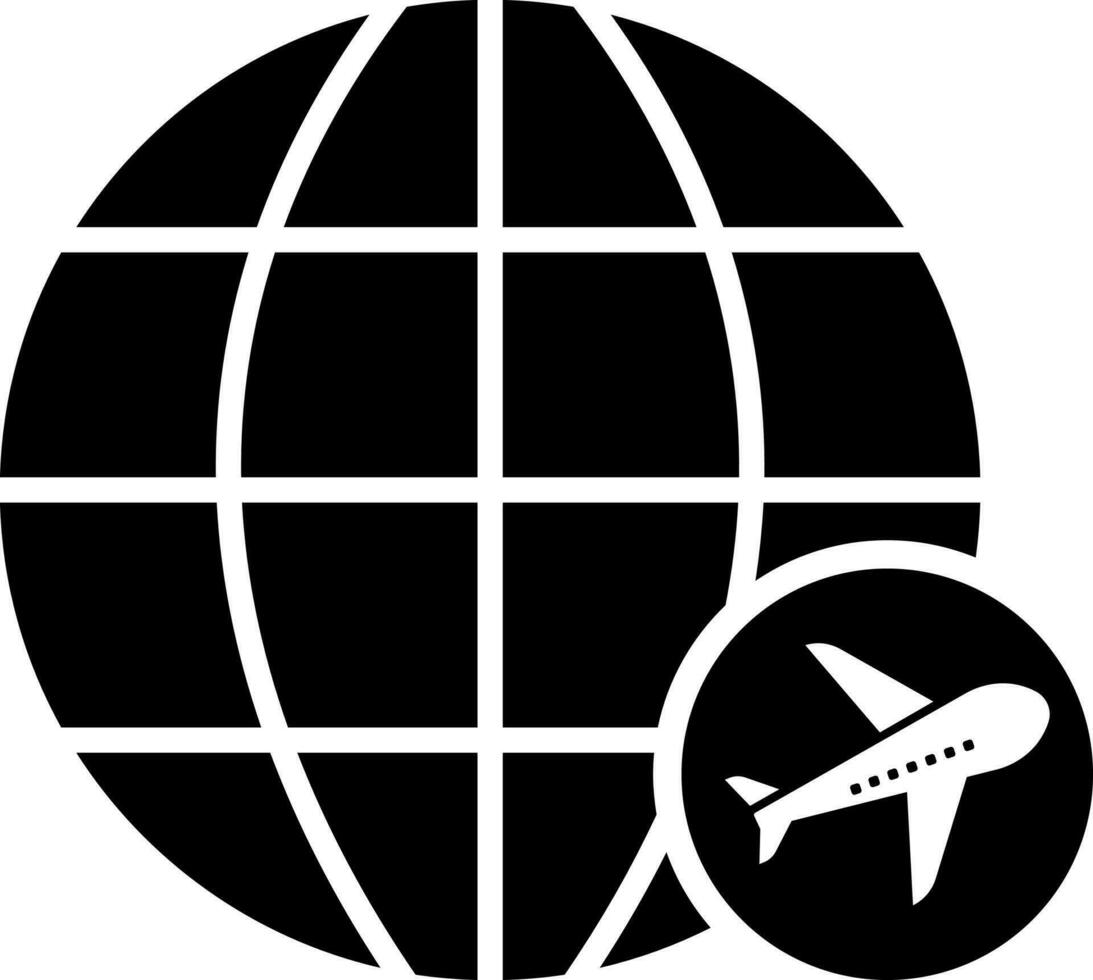 International flight glyph icon or symbol. vector